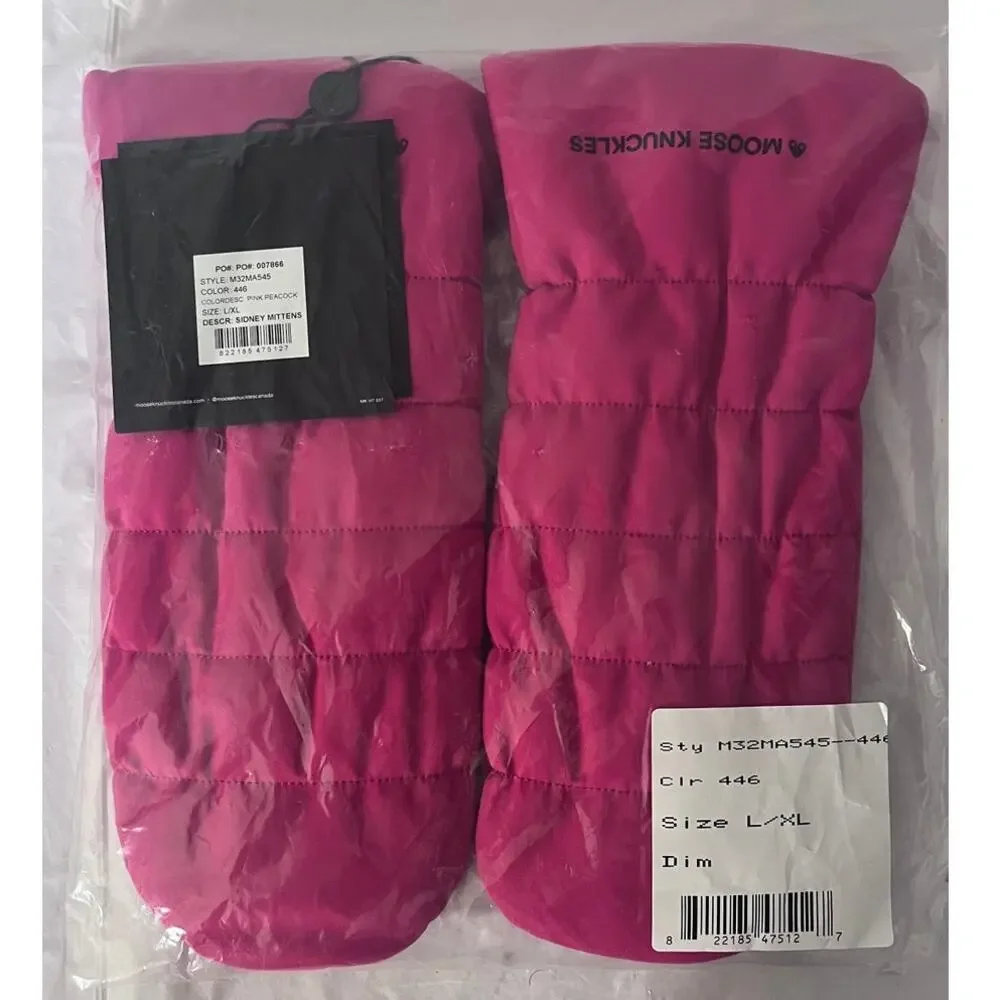 Moose Knuckles Sidney Mittens - Pink Peacock - Size: L/XL - NWT